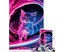 Puzzle pour Adultes 1000 pièces Chat Galaxie Jeu Anti-Stress Cadeau d'anniversaire Jeu éducatif Renforce l'amour Entre Couples Dimensions 50x75cm