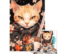 Puzzle pour Adultes 1000 pièces Chat Mau égyptien samouraï avec épée Jeu Relaxant pour Adolescents Idéal pour Passer Le Temps à la Maison Cadeau Stimulant (Dimensions 38x26cm)
