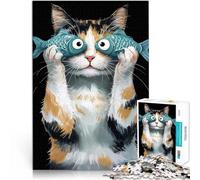 Puzzle pour Adultes 1000 pièces Chat mème Difficile à réaliser mais Amusant et Humoristique Cadeaux du Père Noël Secret 38x26cm