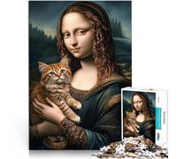 Puzzle pour Adultes 1000 pièces Chat Mona Lisa Difficile à réaliser mais Amusant et Humoristique Cadeau Amusant 38x52cm