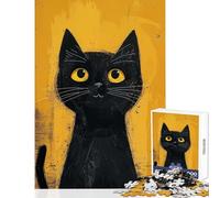 Puzzle pour Adultes 1000 pièces Chat Noir Mystique Jeu Relaxant défi Difficile Jouet éducatif Cadeau d'anniversaire Unique (50x75cm)