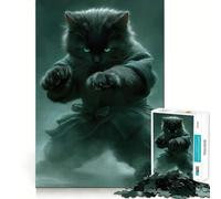 Puzzle pour Adultes 1000 pièces Chat Noir Ninja,Assemblage sans Couture,Jeu de Concentration,Cadeau de détente,Cadeau d'anniversaire (38x52cm)