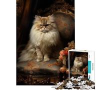 Puzzle pour Adultes 1000 pièces Chat Persan avec Fleurs Jeu addictif pour cultiver la Patience Jeu Impossible d'analyse et de logique Cadeau d'anniversaire (Dimensions 38x26cm)