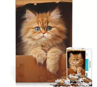 Puzzle pour Adultes 1000 pièces Chat Persan en boîte Carton Jeu Manuel découpe de précision Cadeau d'anniversaire et Cadeau Unique 50x75cm