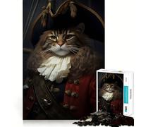 Puzzle pour Adultes 1000 pièces Chat Pirate au Chapeau Découpe Parfaite Défi Amusant et Intelligent Jeu paisible Cadeau Artistique de Noël (38x26cm)