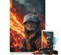 Puzzle pour Adultes 1000 pièces Chat Pompier,Jeu de précision Artistique,Jouet créatif,Jeu de détente,Décoration de Noël (38x52cm)