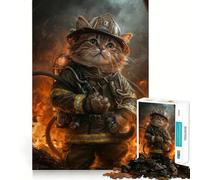 Puzzle pour Adultes 1000 pièces Chat Pompier,Poisson,Art des Bords précis,Jeu d'adresse créative,Jeu de détente,Décoration de Noël (50x75cm)