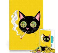 Puzzle pour Adultes 1000 pièces Chat psychédélique fumant Découpe précise Jeu cognitif Jouet Détente Décoration Murale de Noël (50x75cm)