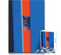 Puzzle pour Adultes 1000 pièces Chat Qui Regarde par la Porte Jeu Impossible Découpe de précision Cadeau de Père Noël Secret Dimensions 50x75cm