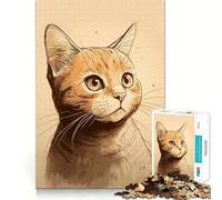 Puzzle pour Adultes 1000 pièces Chat Regard Premium Découpé Jeu Créatif Jouet Loisirs Créatifs Décoration de Noël (50x75cm)