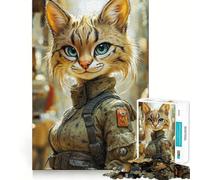 Puzzle pour Adultes 1000 pièces Chat Soldat Art numérique Assemblage Parfait Jeu de logique Artistique Jouet Amusant pour se détendre et Jouer Cadeau d'anniversaire (50x75cm)