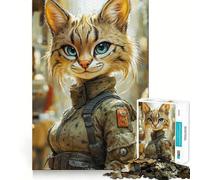 Puzzle pour Adultes 1000 pièces Chat Soldat Art numérique Découpe Nette Jeu de logique Amusant et Relaxant Cadeau apaisant de Noël (38x26cm)