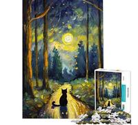Puzzle pour Adultes 1000 pièces Chat Solitaire dans Une forêt Puzzle Jeu Relaxant Vacances à la Maison Divertissement Activités à la Maison (Dimensions 38x26cm)