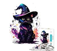 Puzzle pour Adultes 1000 pièces Chat Sorcière Cosmique Jeu de réflexion et Casse-tête pour améliorer la mémoire (Dimensions 38x52cm)