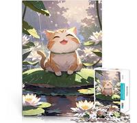 Puzzle pour Adultes 1000 pièces Chat Souriant sous la Pluie Jeux éducatifs Décoration d'intérieur Bon Cadeau 75x50cm