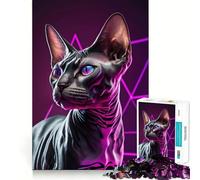 Puzzle pour Adultes 1000 pièces Chat Sphynx Noir Articulations Fines,activité ludique et Intelligente,Jeu Relaxant,Cadeau de Noël apaisant (38x26cm)