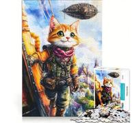 Puzzle pour Adultes 1000 pièces Chat Steampunk Aventurier Jeu de réflexion Interaction Parent-Enfant Renforce l'amour Entre Les Couples 50x75cm