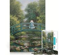 Puzzle pour Adultes 1000 pièces Chat sur Le Pont de Monet Tableau à Assemblage Lisse Jeu Amusant et résolvant Idéal pour Un Anniversaire ou Une activité Artistique (50x75cm)