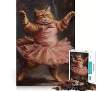 Puzzle pour Adultes 1000 pièces Chat tigré Orange Ballerine Découpe précise Jeu de réflexion et de détente Cadeau Artistique de Noël (38x52cm)