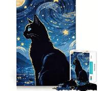 Puzzle pour Adultes 1000 pièces Chat Vangogh Flawless Fit Art Logic Jouet Amusant pour se détendre et Jouer,Cadeau d'anniversaire ou Loisir (38x26cm)