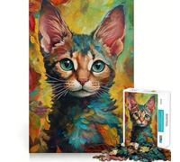 Puzzle pour Adultes 1000 pièces Chaton Aquarelle Découpe précise Jeu de Concentration Amusant Jeu de détente Décoration Murale de Noël (38x26cm)
