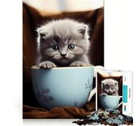 Puzzle pour Adultes 1000 pièces Chatons British Shorthair,Assemblage Parfait,Jeu de logique et d'art,Jouet Amusant pour se Reposer et Jouer,Cadeau d'anniversaire ou Loisir (38x52cm)