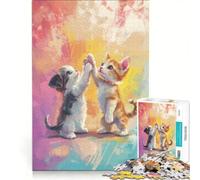 Puzzle pour Adultes 1000 pièces Chatons se tapant dans la Main Peinture Jouet à Monter soi-même défi à relever Collection d'artistes Beaux-Arts 50x75cm