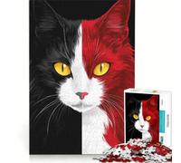 Puzzle pour Adultes 1000 pièces Chats Rouges et Noirs Jeu de Construction Défi à réaliser Collection d'artistes Beaux-Arts 38x52cm