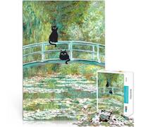 Puzzle pour Adultes 1000 pièces Chats sur Le Pont Monet Jouet éducatif intellectuel décompressant décoration Murale 52x38cm