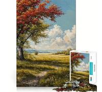 Puzzle pour Adultes 1000 pièces Chemin d'automne Jeu de logique Amusant et Facile à Jouer Cadeau Artistique de Noël (38x52cm)