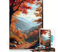 Puzzle pour Adultes 1000 pièces Chemin de Montagne d'automne Bords impeccables Jeu Amusant pour stimuler Le Cerveau Moment de détente Scène de Noël (38x26cm)
