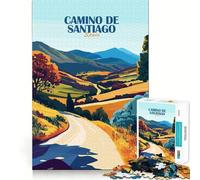 Puzzle pour Adultes 1000 pièces Chemin de Saint-Jacques-de-Compostelle Espagne Paysage Art de Bord précis Jeu de compétence créative Jeu de détente Décoration de Noël (50x75cm)