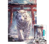 Puzzle pour Adultes 1000 pièces Chemin de Torii Sakura Tiger pour Jeu éducatif défi et Casse-tête Cadeau d'anniversaire (Taille 50x75cm)
