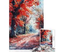 Puzzle pour Adultes 1000 pièces Chemin Flamboyant d'automne Jeu Impossible mais Amusant et Humoristique Jouet éducatif Cadeau pour Les Amis et la Famille (26x38cm)