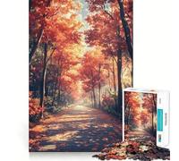 Puzzle pour Adultes 1000 pièces Chemin forestier d'automne Décoration Facile à Assembler Défi Mental Jouet pour des Moments de détente Cadeau d'anniversaire Artistique (38x26cm)
