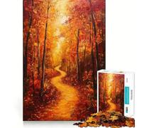 Puzzle pour Adultes 1000 pièces Chemin forestier d'automne Peinture à emboîter Jeu de logique Amusant et Facile à Jouer Cadeau Artistique de Noël (50x75cm)