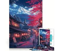 Puzzle pour Adultes 1000 pièces Chemin vers Le Fuji Fleurs de Cerisier Découpe Premium Jeu Créatif Jouet Loisirs Créatifs Décoration de Noël (38x52cm)