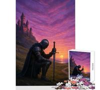 Puzzle pour Adultes 1000 pièces Chevalier à l'épée au Coucher du Soleil Jeu Anti-Stress Idée Cadeau Jeu éducatif Interaction Parent-Enfant Dimensions 50x75cm