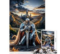 Puzzle pour Adultes 1000 pièces Chevalier agenouillé Devant Un château Décoration intérieure Jouet Jeu Familial Renforce l'amour Entre Couples Dimensions 38x52cm