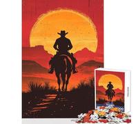 Puzzle pour Adultes 1000 pièces Chevauchée de Cowboy dans Le désert Jeu Pratique Décoration Parfaite Jouet à Monter soi-même avec des pièces de Formes aléatoires entièrement emboîtables (38x26cm)