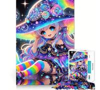 Puzzle pour Adultes 1000 pièces Chibi Arc-en-Ciel Sorcière Assemblage Parfait Art Logique Jouet Amusant Temps de Repos Jeu Cadeau d'anniversaire (50x75cm)