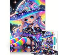 Puzzle pour Adultes 1000 pièces Chibi Arc-en-Ciel Sorcière Assemblage Parfait Jeu d'adresse mentale et Artistique Temps de détente Jeu d'anniversaire (38x52cm)