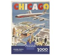 Puzzle pour Adultes 1000 Pièces Chicago Travel Puzzles pour Adultes Cadeau d'anniversaire Difficile Et Stimulant Cadeaux d'anniversaire Uniques 70x50cm/1000pcs