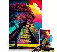 Puzzle pour Adultes 1000 pièces Chichen Itza Premium Cut Play Smart Brain Toy Idle Fun Time Xmas Art Gift (38x26cm)
