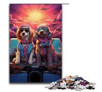 Puzzle pour Adultes 1000 pièces Chien Assis Devant Un Avion Puzzle pour Adultes Puzzles en Bois Jeux de Famille Cadeaux d'anniversaire de Noël 1000 pièces (75x50cm)