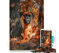Puzzle pour Adultes 1000 pièces Chien Boxer sous Un Arbre Jeu de réflexion Artistique aux Bords précis Jeu Calme Cadeau d'anniversaire pour l'esprit (38x52cm)