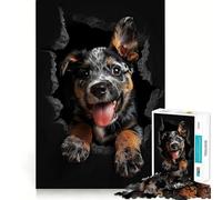 Puzzle pour Adultes 1000 pièces Chien de Berger Australien à articulations Pointues Jeu Stimulant l'esprit Attente de Calme et de Divertissement Décoration de Noël pour la Maison (50x75cm)