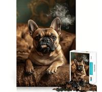 Puzzle pour Adultes 1000 pièces Chien décontracté avec Cigare Découpe Lisse,Jeu créatif et intellectuel,Cadeau de Noël apaisant (38x26cm)