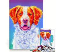 Puzzle pour Adultes 1000 pièces Chien épagneul Breton Bord Fin Jeu de Concentration Amusant Jeu de détente Cadeau d'anniversaire Amusant (38x52cm)