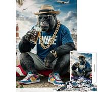 Puzzle pour Adultes 1000 pièces Chillin Like A Chimp Jeu éducatif décoration Murale Jouet à Monter soi-même Cadeau Original d'anniversaire ou de Noël (38x52cm)